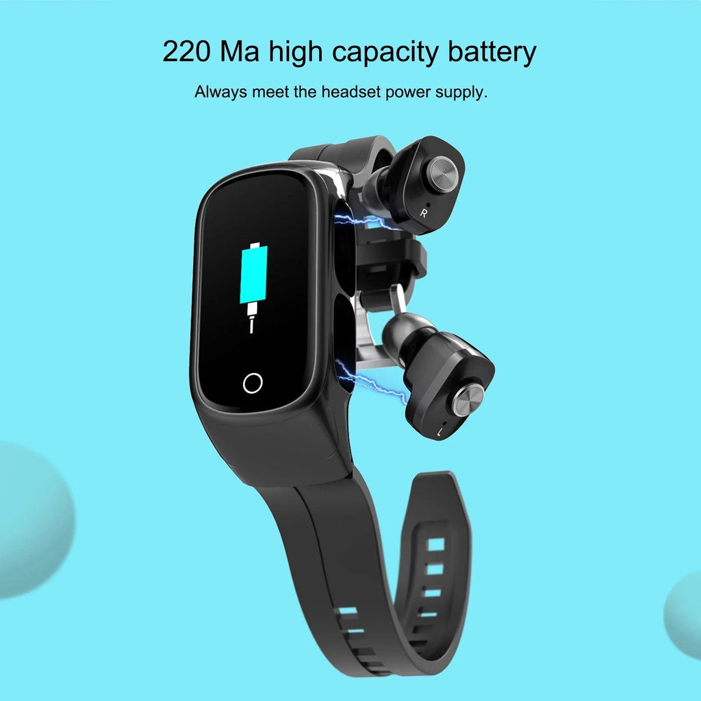 Combo de Reloj Inteligente 2-En-1 y Auriculares Fitness Verdaderamente Inalámbricos