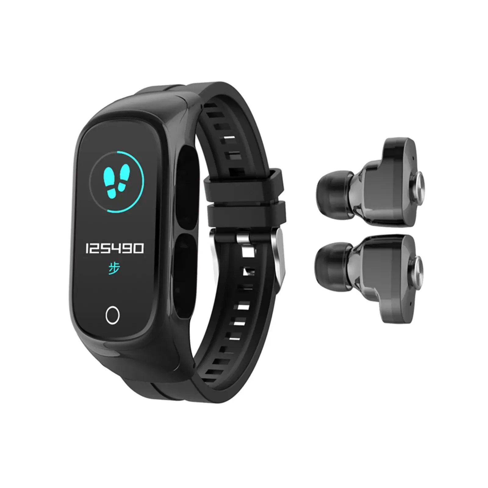 Combo de Reloj Inteligente 2-En-1 y Auriculares Fitness Verdaderamente Inalámbricos