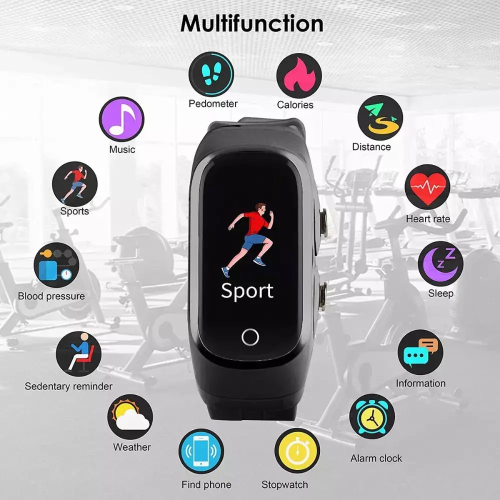 Combo de Reloj Inteligente 2-En-1 y Auriculares Fitness Verdaderamente Inalámbricos